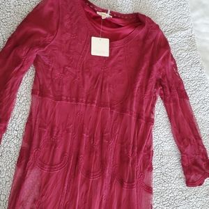 Burgundy Boho Midi dress